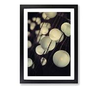 String Lantern Lights Framed Print | A2 Black Framed Wall Art | Ready to Hang | Modern Nature Picture | Living Room Bedroom Lounge Office