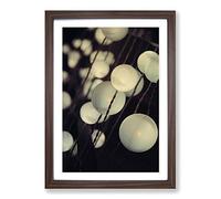 String Lantern Lights Framed Print | A2 Walnut Framed Wall Art | Ready to Hang | Modern Nature Picture | Living Room Bedroom Lounge Office