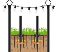 String Light Pole for Deck - 2 Pack 9.8FT for Outside Hanging Steel String Poles for Outdoor Decoration Garden, Backyard, Patio Lighting Stand for Parties, Christmas, Wedding (2 Pack)