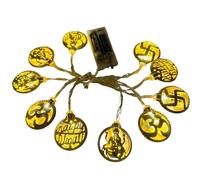 String Lights 10 Feet Diwali LED Fairy Lights with 20 Metal Hanging Indian Deepavali Diwali Decorations with Warm White Light for Indoor Outdoor Party Wedding Decoration