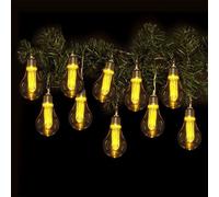 String lights with 10 LED bulbs and timer decorative garland orange-warm white