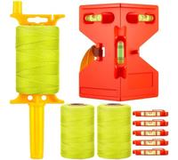 String Line Set with Level, Column Mounted Tube Level No.18 Nylon Rope, for Building Construction Masonry Alignment Work(Set 1)
