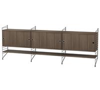 String Living Room Wall Shelving System F String Furniture Walnut - Black - STRING LIVING ROOM F WALNUSS