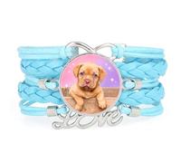 String Lucky Eyes Labrador Dog Love Adjustable Leather Braided Bracelet Blu