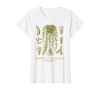 String of Bananas Curio radicans Vintage Botanical Anatomy Value Graphic T-Shirt, Women, White, M