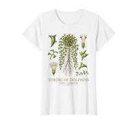 String of Dolphins Curio x peregrinus Botanical Anatomy Value Graphic T-Shirt, Women, White, L