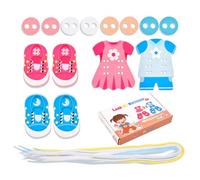 String Practice Set - Wooden Lace and Tie Board Early Childhood Educational Puzzle, Develop Dexterity and Coordination | Fun Skill Development Activity for b