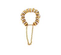 String Round Loops Chain Finger Ring with Dangle Tassel Size 7 (Two Tone)