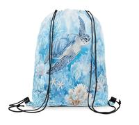 String Sackpack Blue Sea Turtle Versatile Drawstring Backpack Pull String Draw String Back For Yoga Shopping School