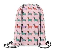 String Sackpack Cute Sausage Dog Lightweight Drawstring Backpack Resistant Gym Sackpack For School Running Yoga
