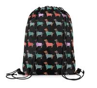 String Sackpack Cute Sausage Dog Scratch Drawstring Bag Lightweight Gym Sackpack For Beach Swim School