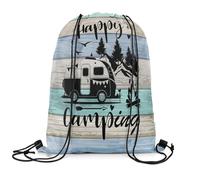 String Sackpack Happy Camping Resistant Draw String Back Scratch Gym Sackpack For Shopping Yoga School