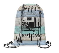 String Sackpack Happy Camping Unisex Draw String Back Water-Resistant Drawstring Bag For Running Shopping Yoga