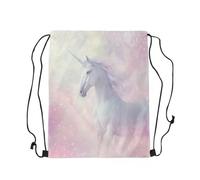 String Sackpack Pink Horse Sea Resistant Drawstring Bag Pull String Draw String Back For Swim Running Shopping