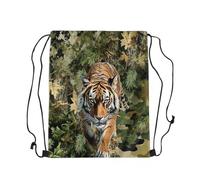 String Sackpack Wild Tiger Resistant Drawstring Backpack Pull String Gym Sackpack For Beach School Yoga