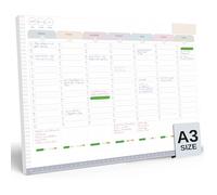 String & Space A3 Weekly Planner Pad - 7am to 8pm Timeslots, Undated Week to View Desk Planner - To Do List Notepad Organiser for Work, Uni & Home - 40 Thick Tear-Off Sheets (A3)