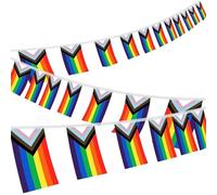 String String - String Fabric String | Rainbow Pennant Banner Fands | Rainbow Bunting Banner | Colorful Flag Garland for LGBT Pride, Decorations for Parties, Events, Celebrations Intern