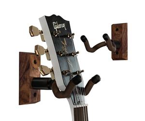 String Swing Guitar Hanger - Holder for Electric Acoustic and Bass Guitars - Stand Accessories Home or Studio Wall - Musical Instruments Safe without Hard Cases - Black Walnut Hardwood CC01K-BW 2-Pack