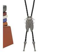 String Ties for Men, Western Retro Necklace, Cicada Design, Retro Faux Leather Tie, for Costume, Cosplay Accessories, Bartending, Stage Performance, Travel, Workplace, silver, Siehe Beschreibung