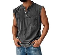 String Vest Men, Cool Sleeveless Active Beach Cooling Henry Collar Basketball Summer Rugby Sports Work Loose Muscle Training Compression Tank Top, Running Mens Singlet Vests, XXL Gray