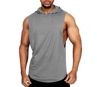 String Vests for Men Uk Mens Sleeveless Zip Up Hoody Sweatshirt with Pocket Mens Workout Tank Tops with Hood Casual Gilet Jacket Jumper Top Gym Workout Running Hooded