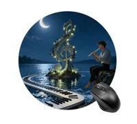 String Vine Moon Mouse Pad Round Laptop Mouse Mat Cute Computer Mousepad Keyboard Pad Non-Slip Desk Pads for Gaming Office Work Home