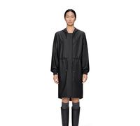 String W Parka Mid-Length Hooded Windbreaker Black