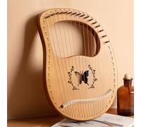 Stringed Instrument Mahogany Lap Harp with Spare Strings, Gig Bag Tuning Wrench Lyre Harp Portable, Lyre Instrument for Adults Teenagers(16-string - Butterfly)