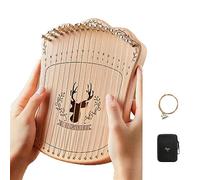 Stringed Lyre Harp 17 Tone Simple Portable Small Harp Beginner Small Musical Beginner Instrument (Color : Box Log+Pack+Strings)