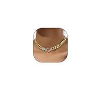 Stringex 14K Gold Rhinestone Snake Cuban Chain Necklace for Women,Chunky Glitter Cubic Zirconia Serpent Choker Necklace,Personality Punk Band Jewelry Gifts, L, Metal, No Gemstone