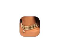 Stringex Boho Gold Multilayer 1920s Necklace for Women Chunky Layered Beads Choker Necklaces Dainty Adjustable Handmade Beaded Pendant Necklaces Jewelry Gifts, L, Resin, No Gemstone