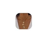 Stringex Chunky Gold Rhinestone Heart Pendant Necklace for Women Vintage Silver CZ Evil Eye Y Necklace Love Eye Chain Choker Necklace Jewelry Accessories, L, Metal, No Gemstone