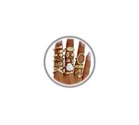 Stringex Gold Chunky Ring Set for Women Dainty Irregular Statement Stackable Rings Adjustable Baroque Pearl Multilayer Rings Personalized Boho Jewelry Gifts, Metal, No Gemstone