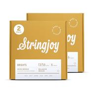Stringjoy Balanced Medium Gauge Brights 80/20 Bronze Acoustic Guitar Strings 13-56, BB1356, Vibrant Tone & Optimal Playability, Acoustic 6 String Set, 2-Pack