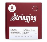 Stringjoy Balanced Medium Gauge Naturals Phosphor Bronze Acoustic Guitar Strings 13-56, NB1356, Long-Lasting Clear & Shimmering Tone, 6 String Set, 2-Pack