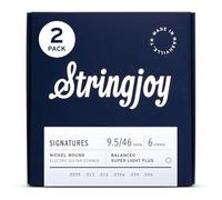 Stringjoy Balanced Super Light Plus Gauge Signatures Nickel Electric Guitar Strings 9.5-46, BAL95, Exceptional Playability and Tone, Electric 6 String Set, 2-Pack