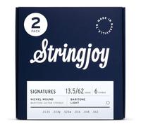 Stringjoy Baritone Balanced Light Gauge Signatures 13.5-62, BAL135B, Rich & Resonant Guitar Strings, Electric Guitar 6 String Set, 2-Pack