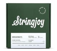Stringjoy BR1046 Broadways Pure Nickel Electric Guitar Strings (Classic Light Gauge, 10-46)