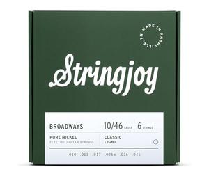 Stringjoy BR1046 Broadways Pure Nickel Electric Guitar Strings (Classic Light Gauge, 10-46)