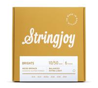 Stringjoy Brights Extra Light Gauge (10-50) 80/20 Bronze Acoustic Guitar Strings