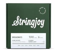 Stringjoy Broadways Classic Super Light Gauge (9-40) Pure Nickel Electric Guitar Strings