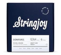 Stringjoy DRP12 Signatures Nickel Wound Guitar Strings, 12-64 Drop Tune Heavy Gauge, Electric Guitar Strings for Enhanced Tone