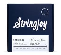 Stringjoy HVY98 8 String Signatures Nickel Electric Guitar Strings, (Heavy Bottom Super Light Gauge, 9-80)