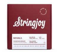 Stringjoy Naturals 12 String Extra Light Gauge (10-50) Phosphor Bronze Acoustic Guitar Strings