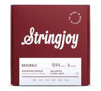 Stringjoy Naturals 9-44 Balanced Ultra Light guitar strings - Phosphor Bronze Acoustic Guitar Strings - Extra Comfort with Balanced Tension & Outstanding Tone, Acoustic 6 String Set, 1-Pack