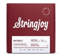 Stringjoy NB1050 Naturals Phosphor Bronze Acoustic Guitar Strings, 10-50 Extra Light Gauge, Guitar Strings Acoustic 6 String Set for Clear Tones, Durable Super Light Acoustic Guitar Strings