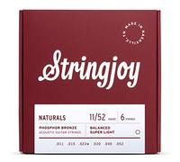 Stringjoy NB1152 Naturals Phosphor Bronze Acoustic Guitar Strings, 11-52 Durable Super light Gauge Acoustic Guitar Strings, Premium Guitar Strings Acoustic 6 String Set for Clear Tones