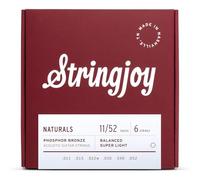 Stringjoy NB1152 Naturals Phosphor Bronze Acoustic Guitar Strings, 11-52 Durable Super light Gauge Acoustic Guitar Strings, Premium Guitar Strings Acoustic 6 String Set for Clear Tones