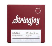 Stringjoy NB1254 Phosphor Bronze Acoustic Guitar Strings, 12-54 Light Gauge, Acoustic Guitar Strings for Clear Tones, Durable Light Guitar Strings, Naturals 6 String Set