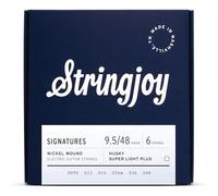 Stringjoy Nickel Wound Electric Guitar Strings, 9.5-48 Super Light Plus Gauge, Husky Tones, 6 String Set
